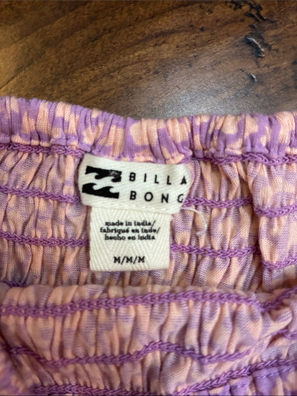 Billabong Lavender Pink Smocked Puff Sleeve Crop Top Vintage - Picture 3 of 8